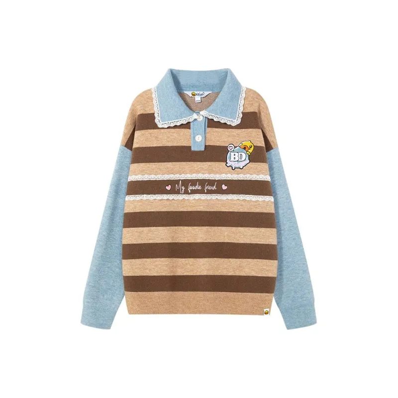 B.Duck Knitwear Women's Coffee Stripes-0