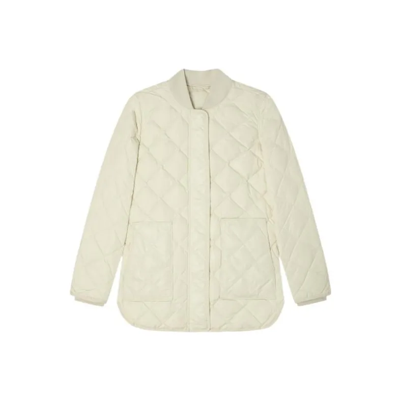 THEORY FW22 Diamond Baseball Collar Fitted Moderate Regular Edition Down Jacket Women's Milk White-0