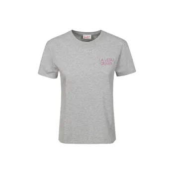 MC2 Saint Barth Emilie La Vedo Grigia Embroidered Crewneck T Shirt