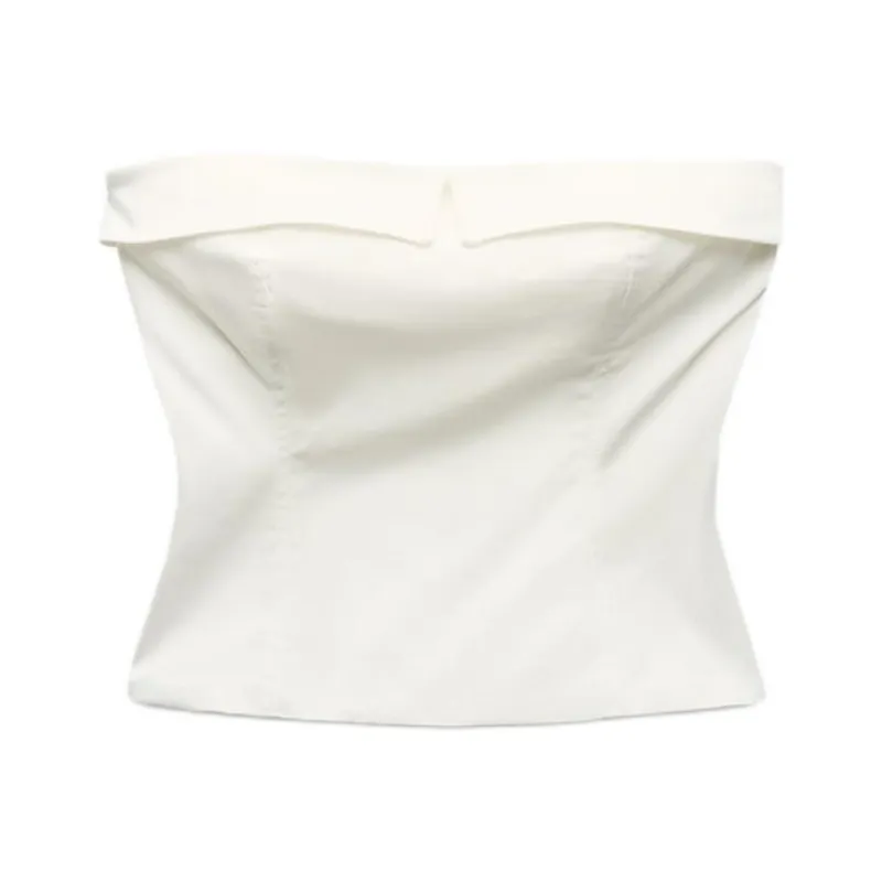ZARA Strapless Top Women's Raw White-0