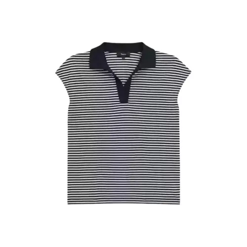 THEORY Polo Shirt Women's Navy Blue/White