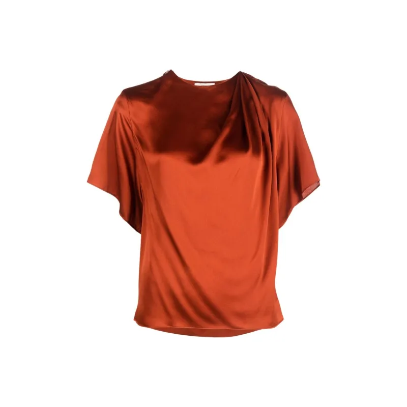 VINCE Draped Silk Top-0