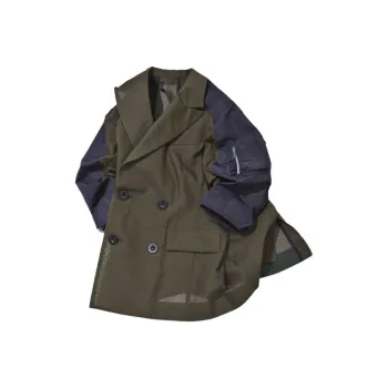 Sacai Voile X Taffeta Jacket 'Khaki/Navy'