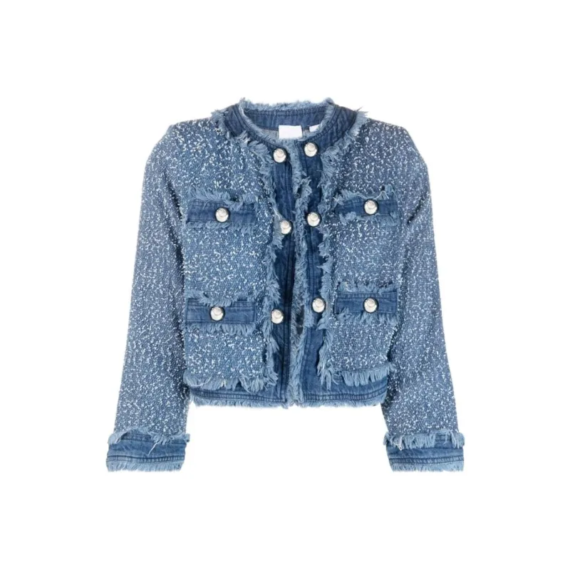 PINKO Button-Detailed Fringed Hem Jacket-0