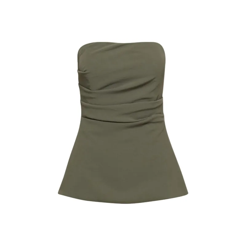 ARITZIA FW24 Wilfred Lilou Tube Top Strapless Top Women's DARK OLIVE/Dark Olive-0