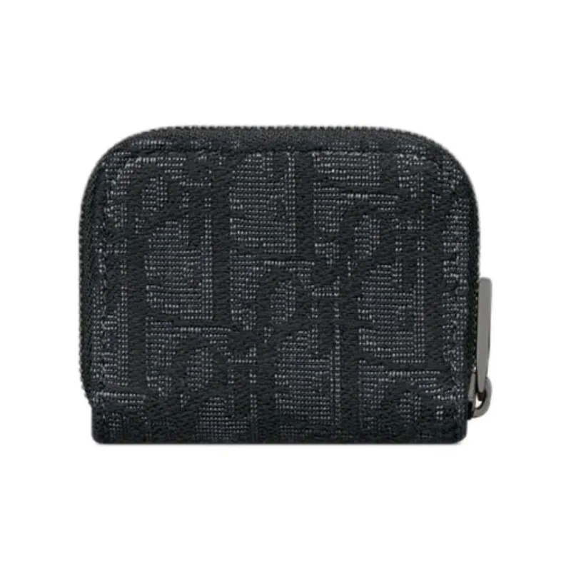 DIOR Cotton Coin Purse Small Size Unisex Black-2