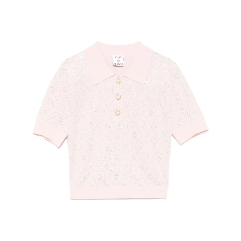 CASABLANCA Crystal monogram Polo Top-0