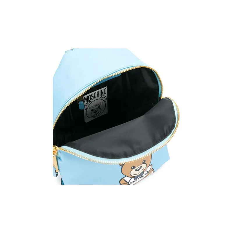 MOSCHINO Teddy Polyurethane Backpack Bear Bag Women's Blue-2