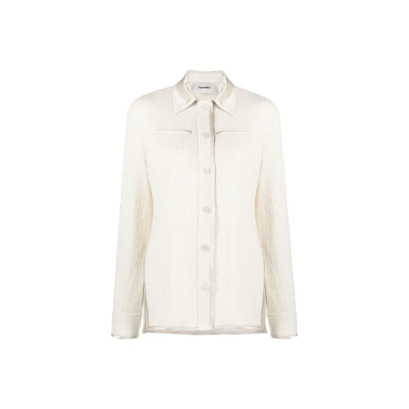 NANUSHKA Satin collar Long sleeved Shirt-0