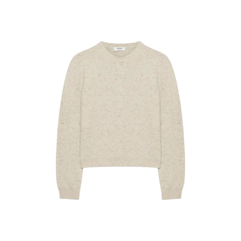 ARITZIA Cashmere Bare Cashmere Crew Cardigan Cashmere Sweater Women's Speckled Oat Beige/Spot Oat Beige-0