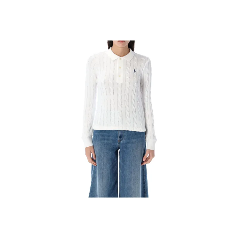 Polo Ralph Lauren Cable Knit Polo Jumper-0