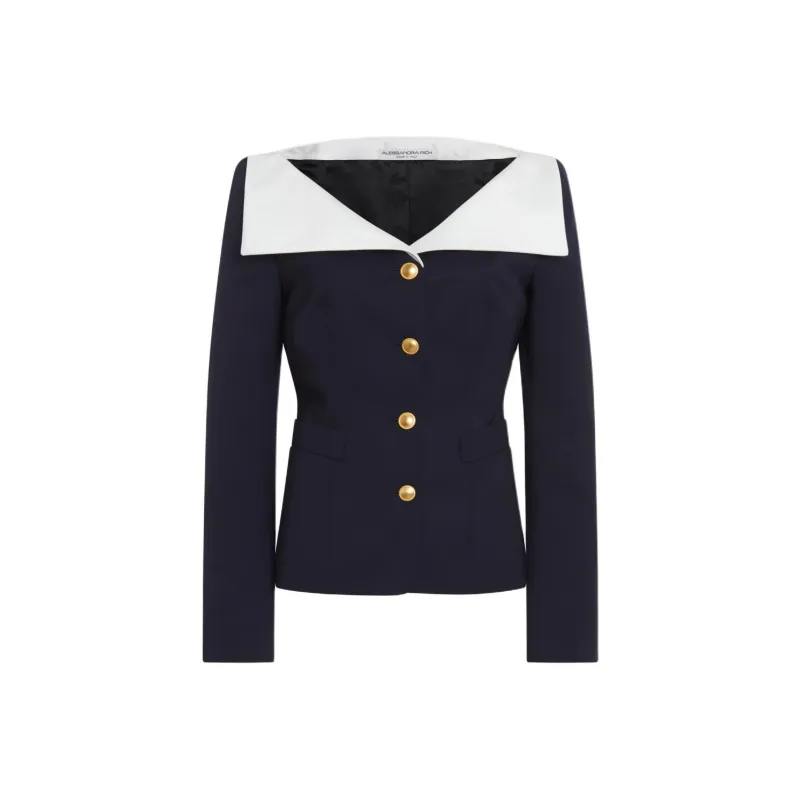 Alessandra Rich Mikado Collar Light Jacket-0