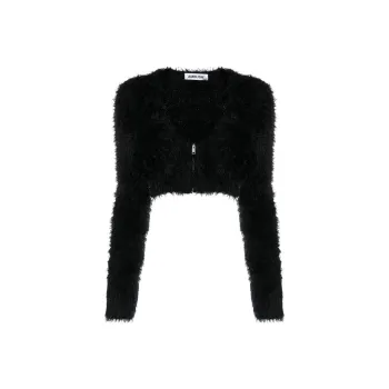 AMBUSH Faux-fur Crop Zipped Cardigan