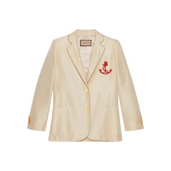 GUCCI Single breasted Patch detail Silk Blazer