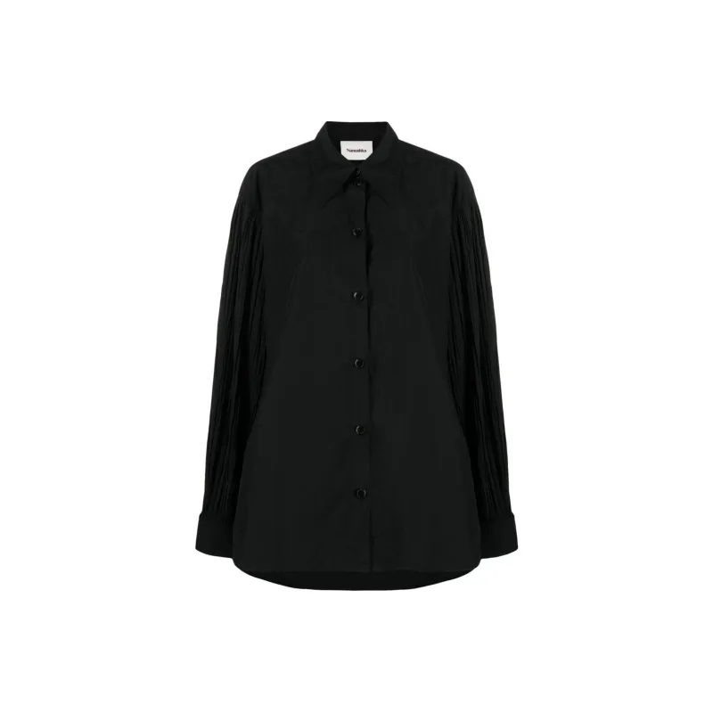 NANUSHKA Nele Pleated sleeves Poplin Shirt-0