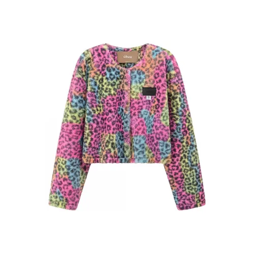 CHUU Jackets Women's Pink Leopard Print