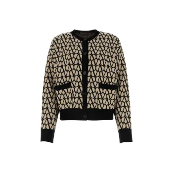 Valentino All-Over Logo Patterned Buttoned Cardigan