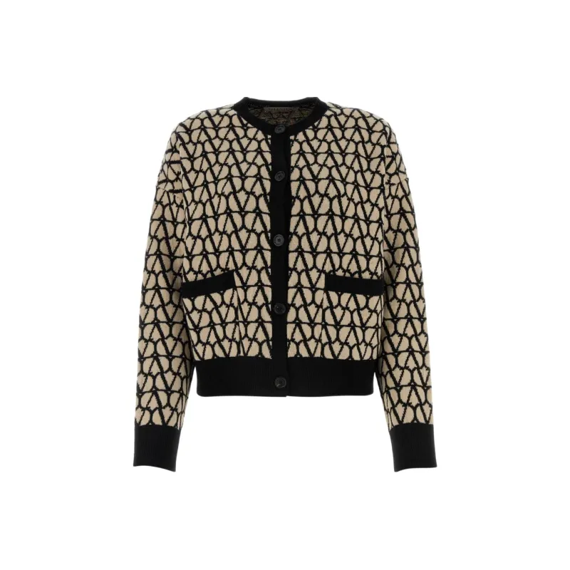 Valentino All-Over Logo Patterned Buttoned Cardigan-0