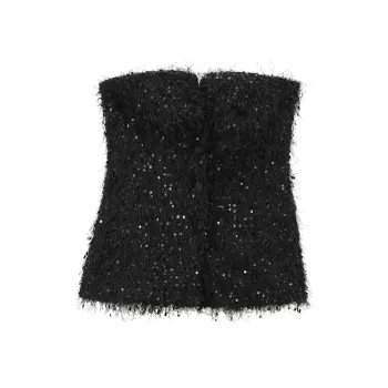 ONE SHALLOW Tank Top Women's Black Sequins