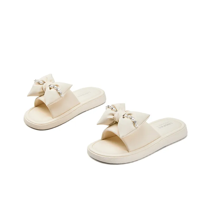 LINGPAO Rubber Sole Crystal Slide Slippers Women's-3