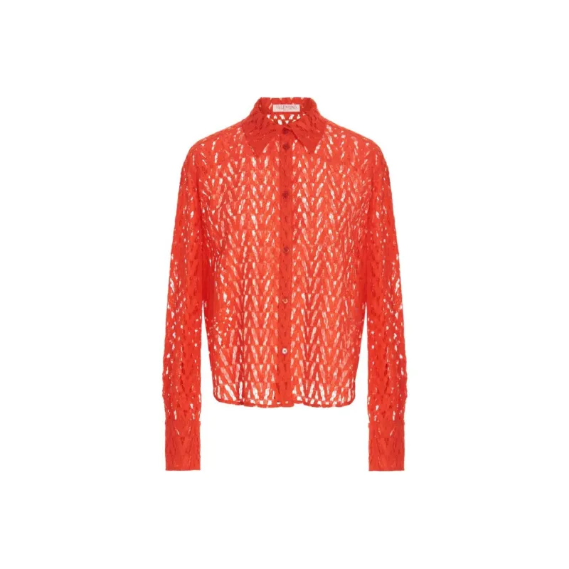 Valentino Long-Sleeved Lace Shirt-0