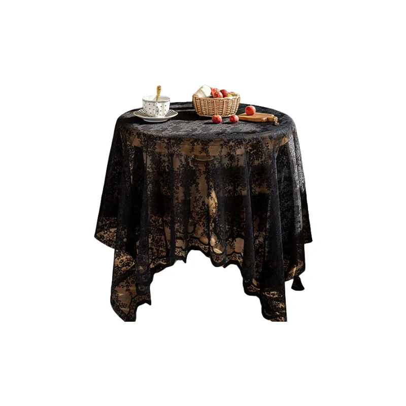 Yalu Alice Oli Lace Gauze Tablecloth With Cut Out Lace Design-7