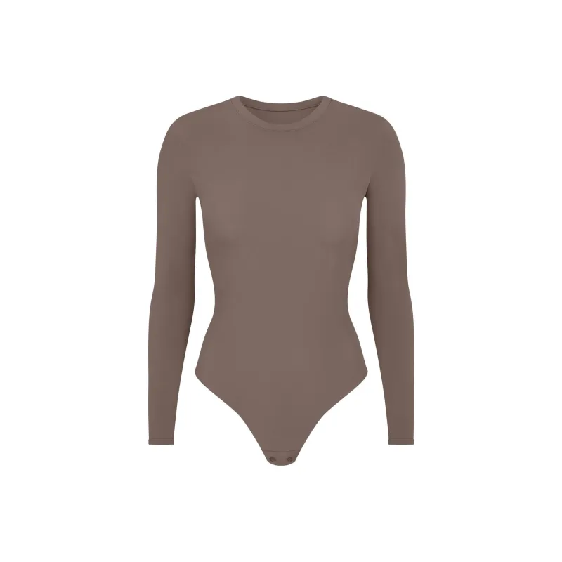 SKIMS FITS EVERYBODY LONG SLEEVE CREW NECK BODYSUIT Bodysuits Women's Amethyst/Purple Crystal-0