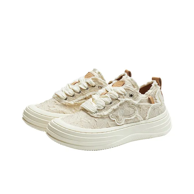 WE FLOWER Low Top Skateboard Shoes Unisex Pearl White-2