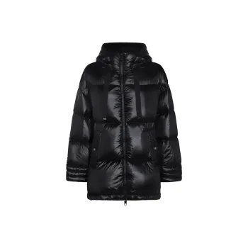 HERNO A Shape Zip Up Hooded Puffer Jacket