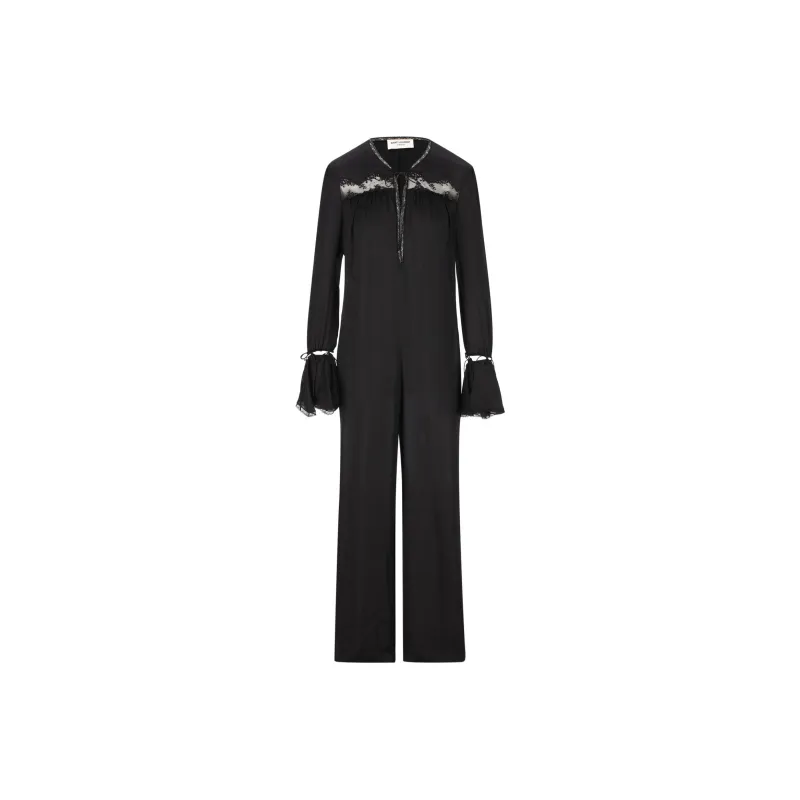 SAINT LAURENT Drawstring Long-Sleeved Jumpsuit-0