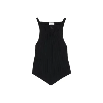 COURREGES Pointy Rib Knit Tank Top