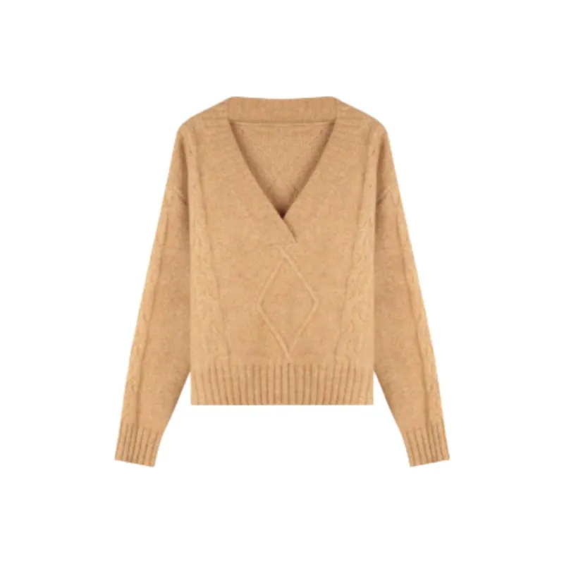 SOLIGHTER Cashmere Sweater Women's Antumn Leaves Yellow-0
