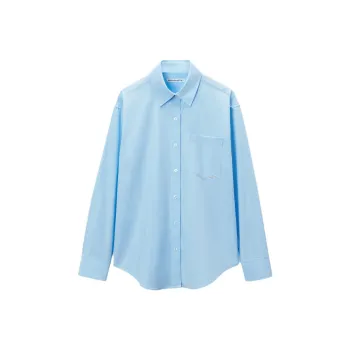 Alexander Wang Logo Flag Tag Boyfriend Shirt Chambray Blue