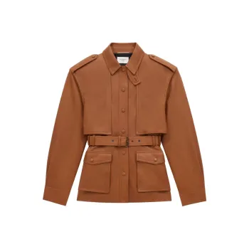 SAINT LAURENT Saharienne Button Up Belted Jacket