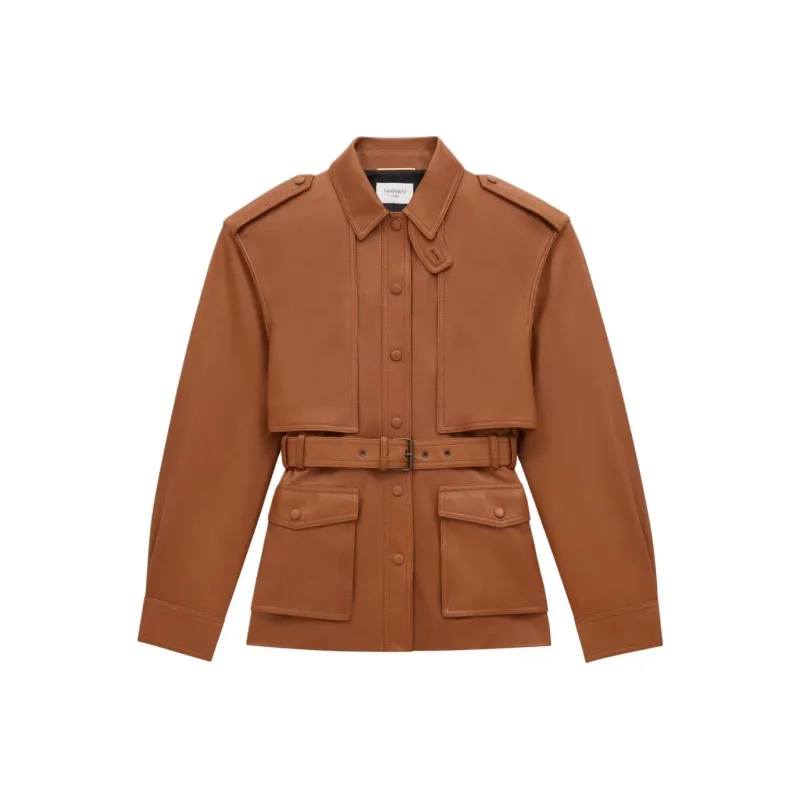 SAINT LAURENT Saharienne Button Up Belted Jacket-0