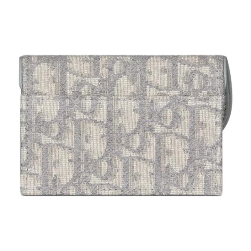 DIOR Saddle Cotton Wallet Women's Gray-2