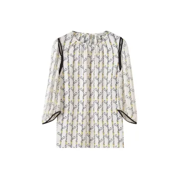 SHUIYUNJIAN Chiffon Shirts Women's Beige Apricot Floral