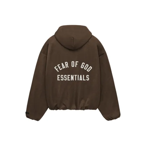 Fear Of God Essentials Military Nylon Hooded Jacket Women's Brushed Hooded Bomber Brown