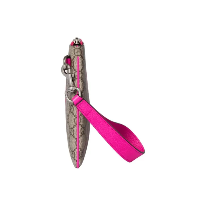 GUCCI GG Monogram Coated Fabric Clutch Men's Beige & Pink-3
