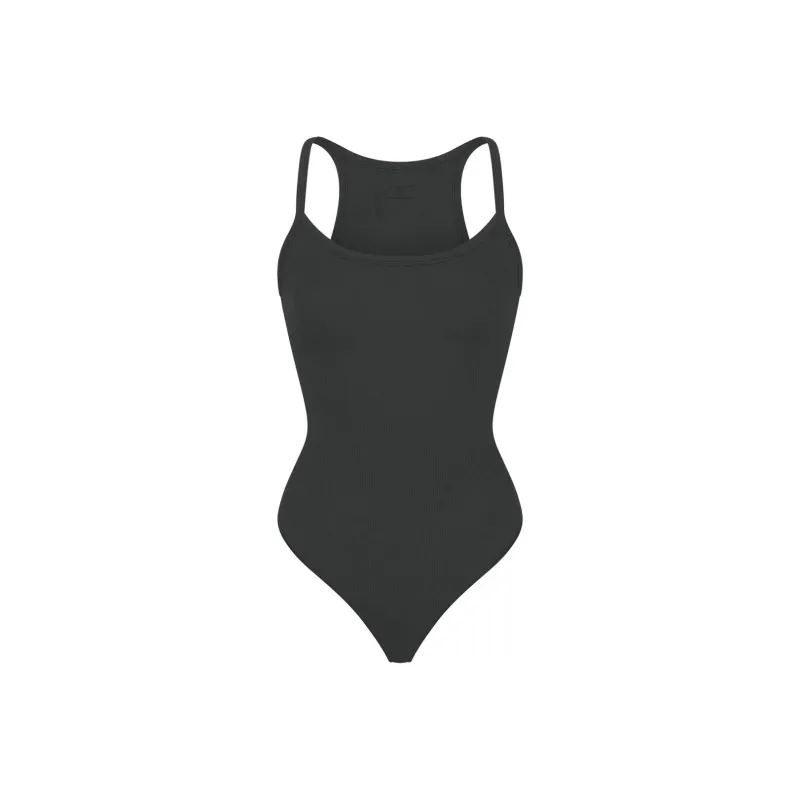 SKIMS FW24 Cotton Collection COTTON RIB CAMI BODYSUIT Bodysuits Women's SOOT/Smoke Gray-0