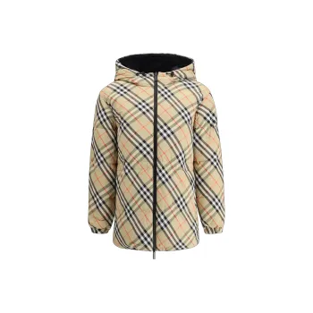 Burberry Checked Hooded Reversible Down Jacket