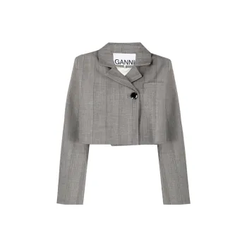 GANNI Cropped Herringbone Blazer