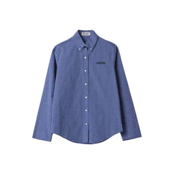 MIU MIU Logo embroidered Checked Shirt
