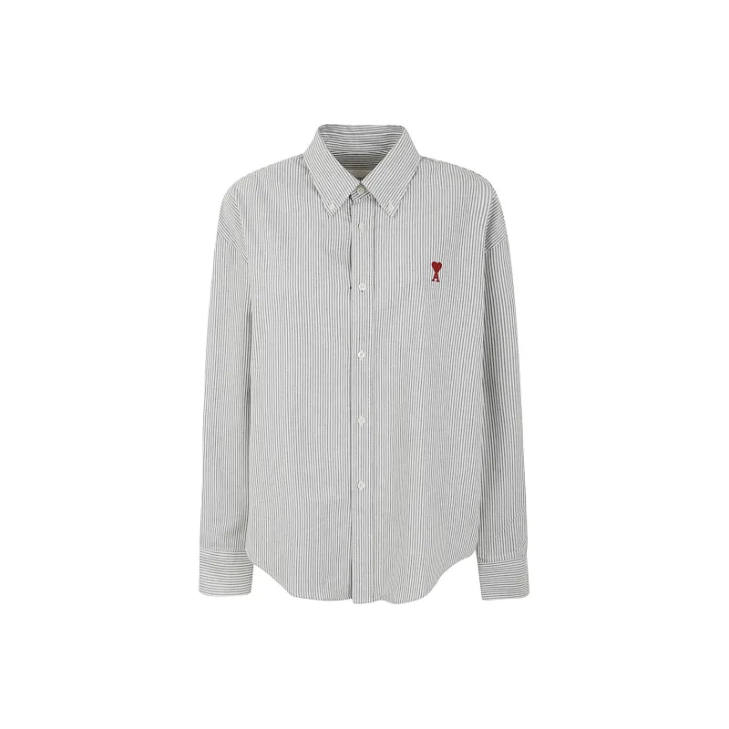 AMIPARIS Paris Ami De Coeur Logo Embroidered Striped Shirt-0