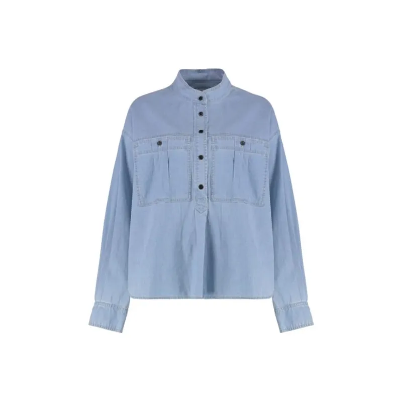 ISABEL MARANT ETOILE Vero Half Button Denim Top-0