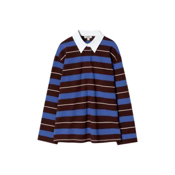 COS Polo Shirt Women's Burgundy/Cobalt Blue
