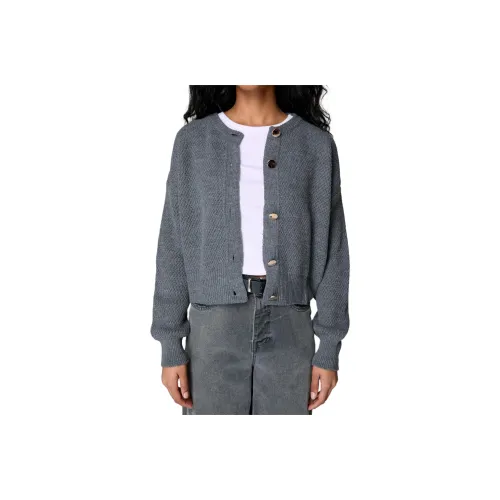 NASTY GAL Knitted Button Front Cardigan Knitwear Women's Gray