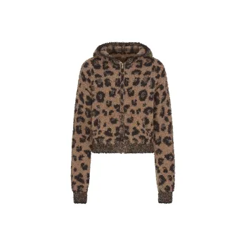 SKIMS FW24 Fake Day Collection COZY KNIT ANIMAL EAR HOODIE Sweatshirt Women's LEOPARD PRINT/Leopard