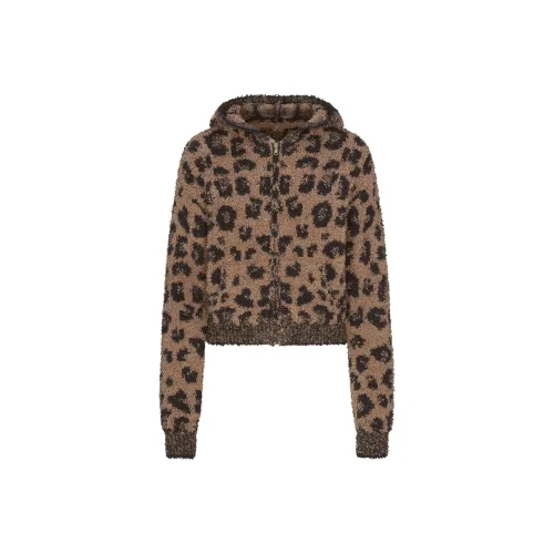 SKIMS FW24 Fake Day Collection COZY KNIT ANIMAL EAR HOODIE Sweatshirt Women's LEOPARD PRINT/Leopard
