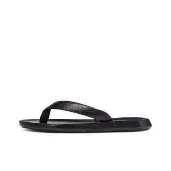 Dunnu Rubber Sole Leather Patchwork Odor Resistant Flip Flops Men's Black